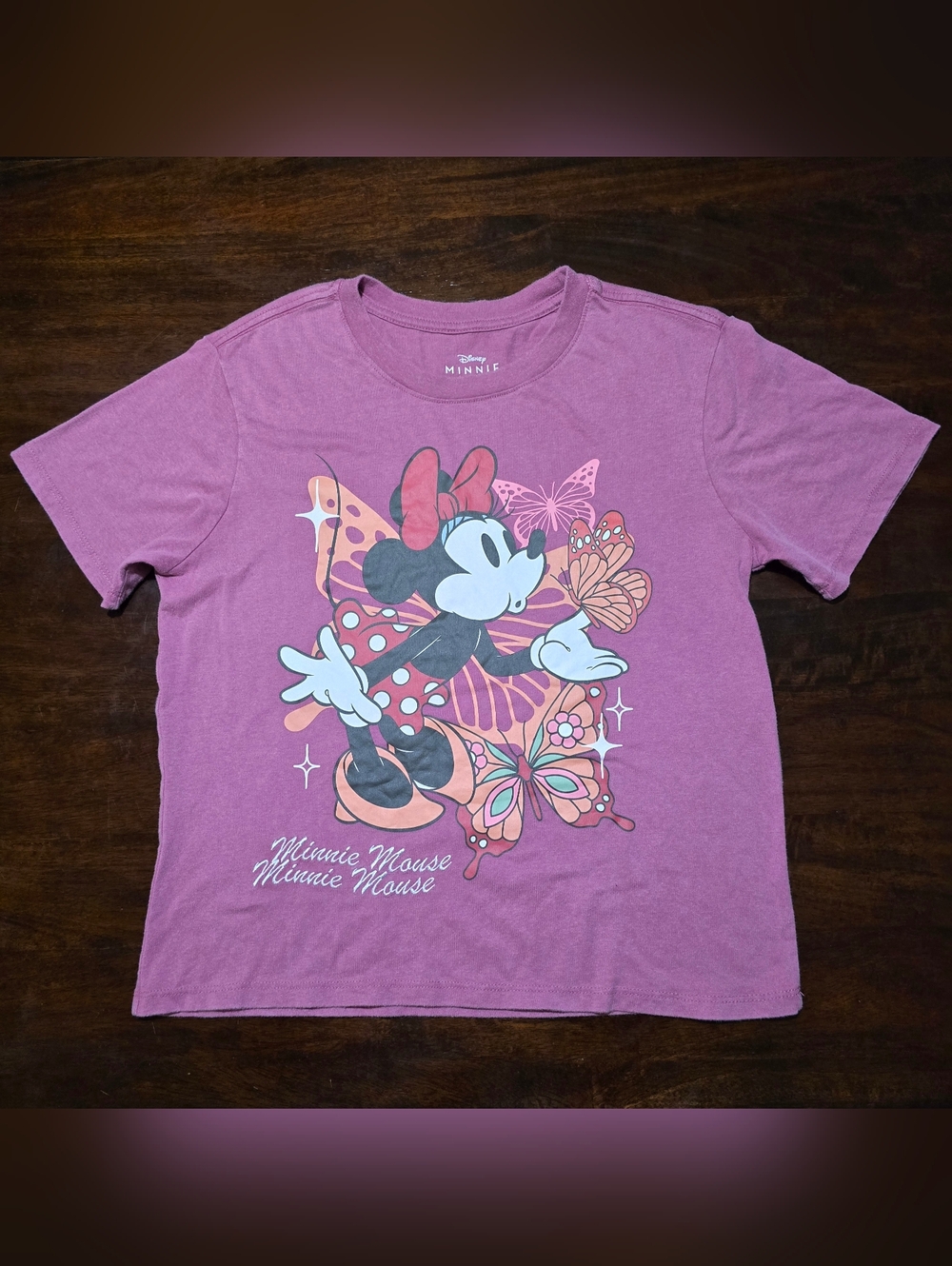Disney Minnie Mouse Butterflies Cropped T-Shirt - BoxLunch Exclusive Size Small